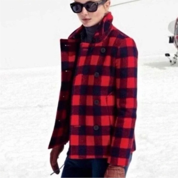 Classic JCrew Buffalo Plaid Peacoat! - Picture 7 of 7